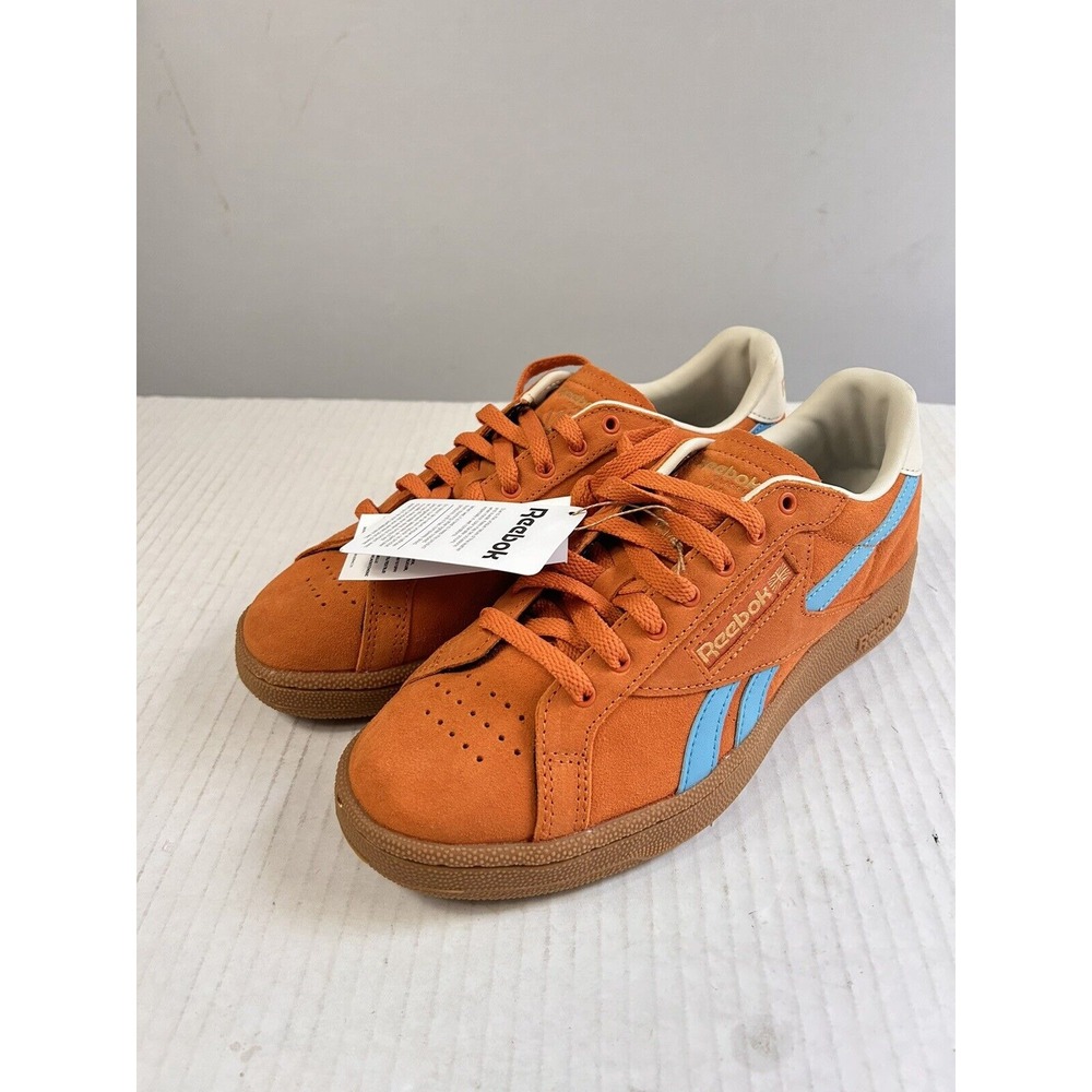 Reebok Club MEMT Suede Casual Shoes Retro Sneakers Orange‎ Blue Size 7